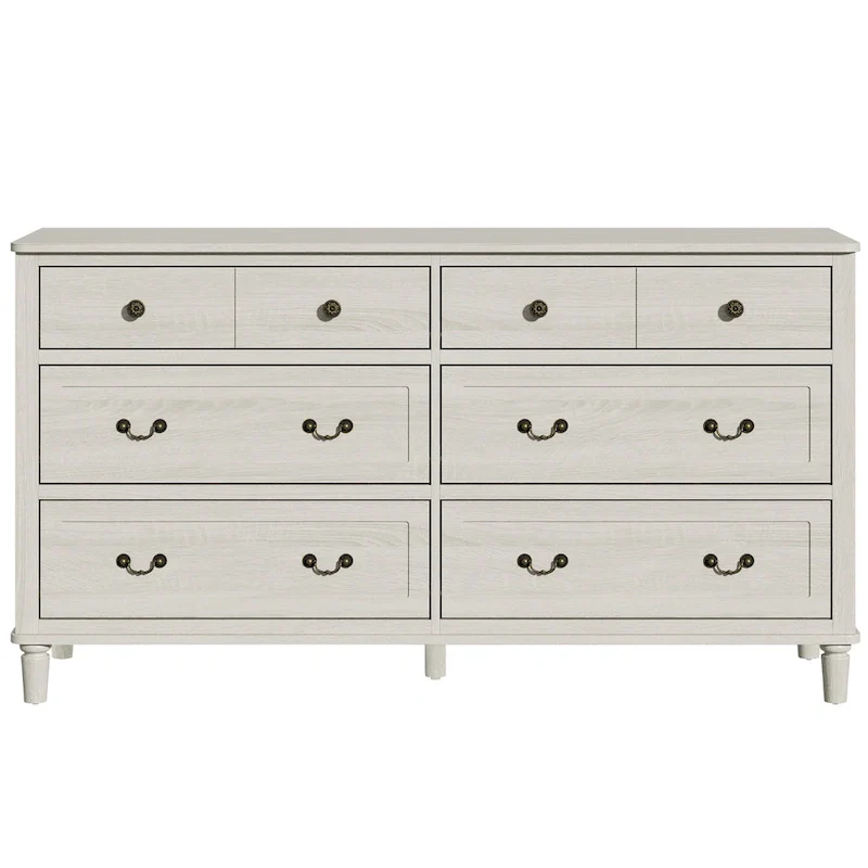Extra Large 6 Drawer Dresser, Light Grey