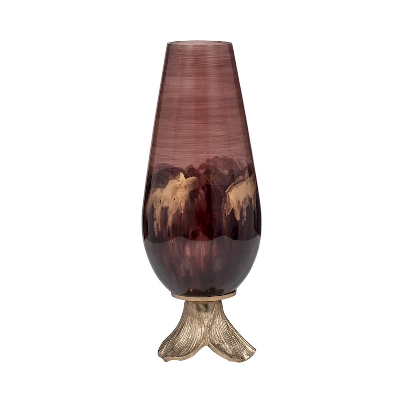 Sagebrook Home Abstract Glass Vase with Gold Accents
