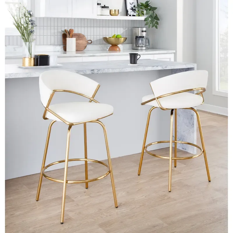 Silver Orchid Tatyana 26   Upholstered Counter Stool with Metal Legs (Set of 2)