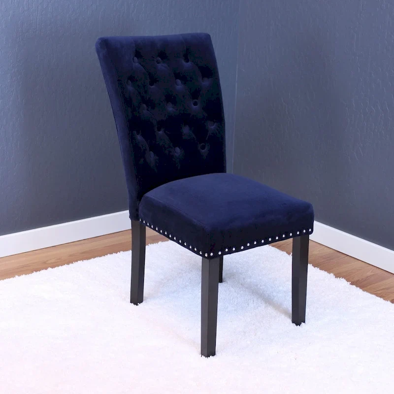 Silver Orchid Flohr Tufted Velvet Dining Chairs (Set of 2)