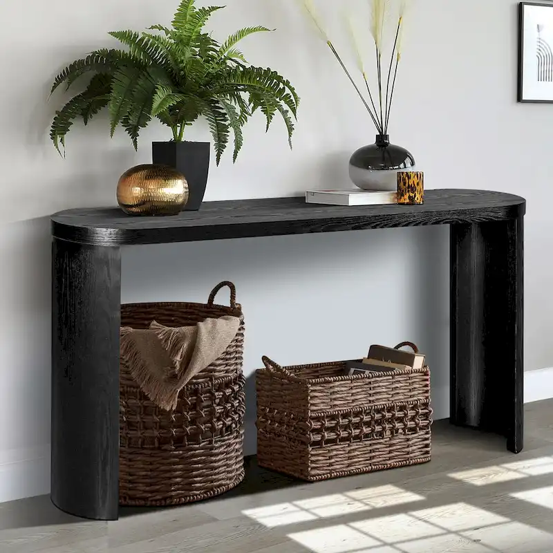 60 Thick Top Entryway Table, Curved Legs, Support The Installation Of Inward-facing Or Outward-facing for Sofas, Entryway