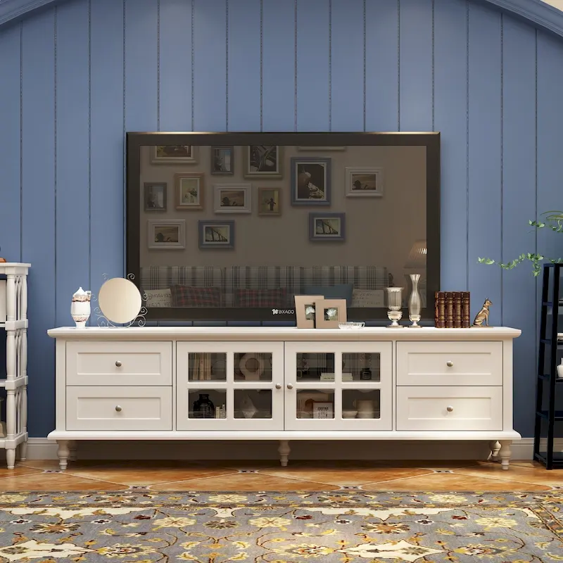 Cabinet Set with Tempered GlassStorage & TV Stand Combo Organization - SideCabinet+TVStand