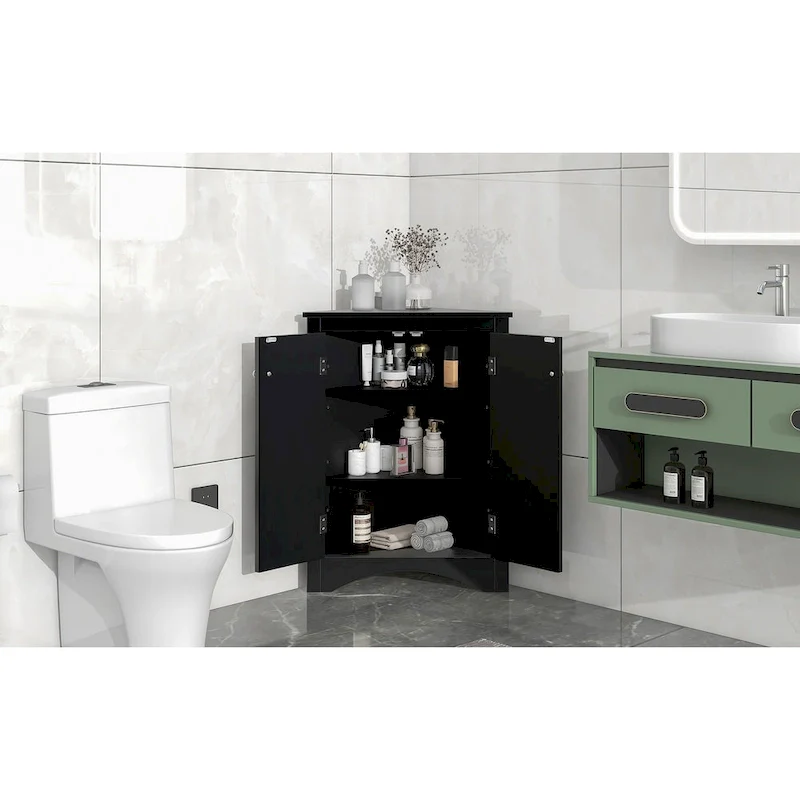 Triangle Bathroom Storage Cabinet with Adjustable Shelves