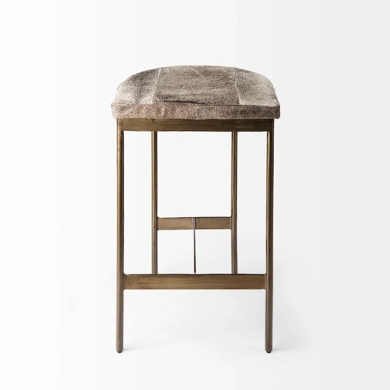 Millie Black Genuine Leather Seat with Nickel Metal Frame Counter Stool