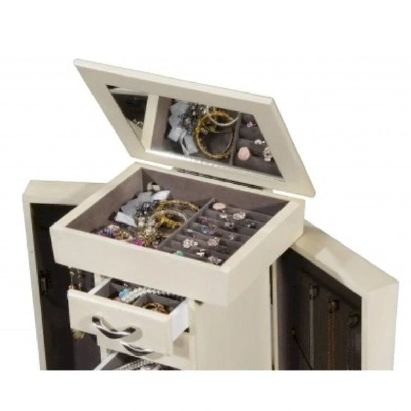 Paris Anitque White Jewelry Armoire Cabinet Organizer