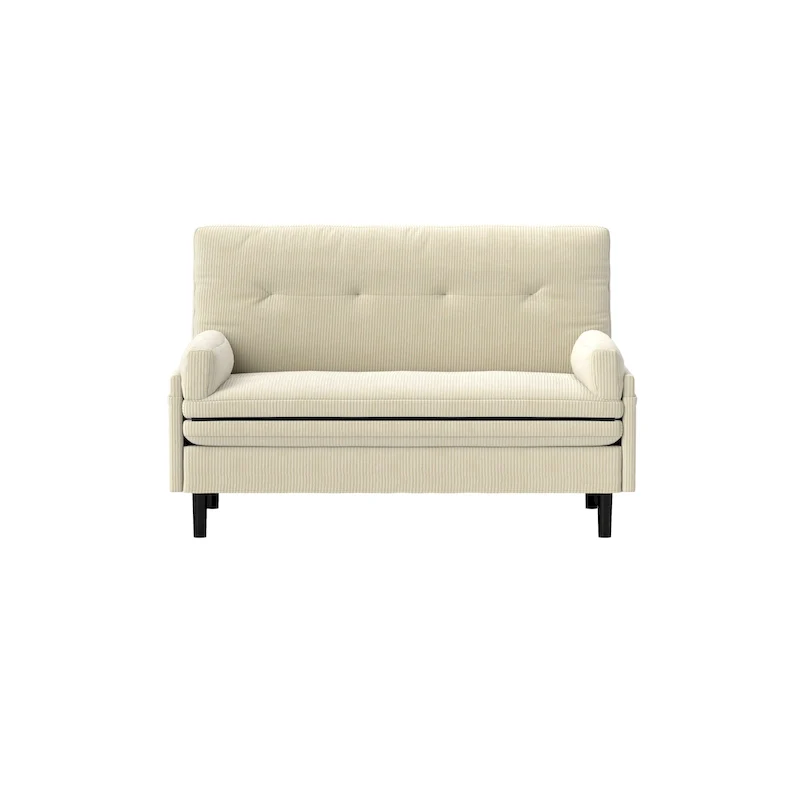 Ivory 55.11 Multi-Functional Corduroy Loveseat, Convertible Lounge Chair, Bed