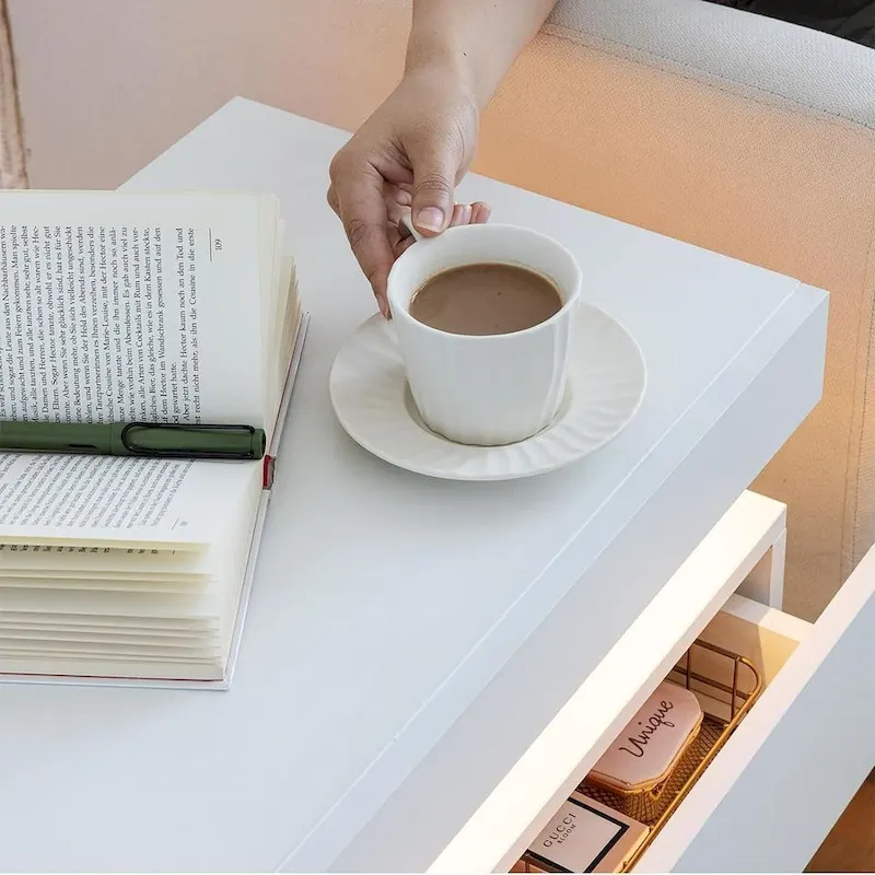 19.3 Modern 2 Drawers LED Nightstand with Adjustable Lights