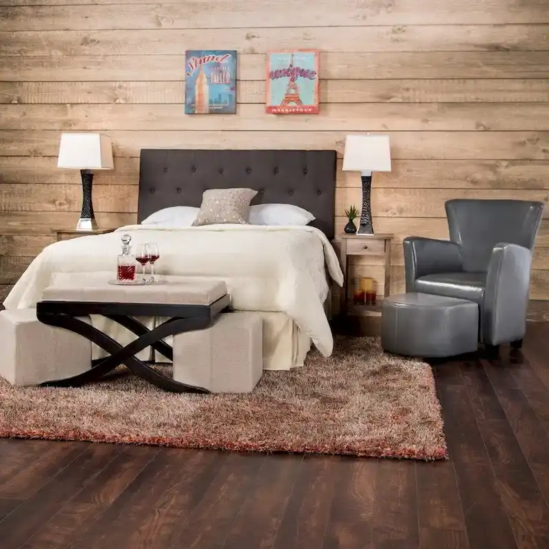 Furniture of America Zele Modern Ivory Linen Adjustable Headboard