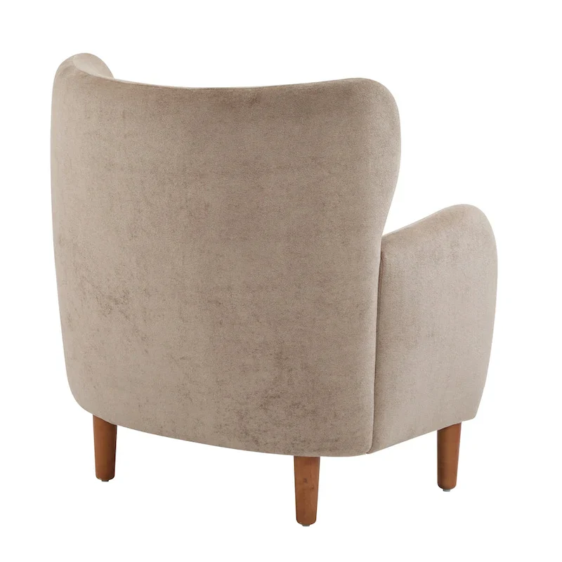 Wingback Club Chair, Mid-Century, Plush Velvet, Solid Wood & Birch Legs, Seats 1, Blue/Brown