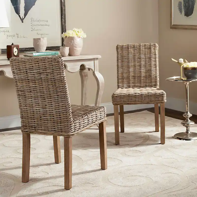 SAFAVIEH Luana Dining Unfinished Natural Wicker Dining Chair (Set of 2) - 19 x 22.5 x 34.5 - 19W x 23D x 35H