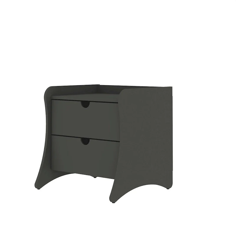 Mid-Century Modern 2-Drawer Nightstand, MDF, Curved Legs, 19.68