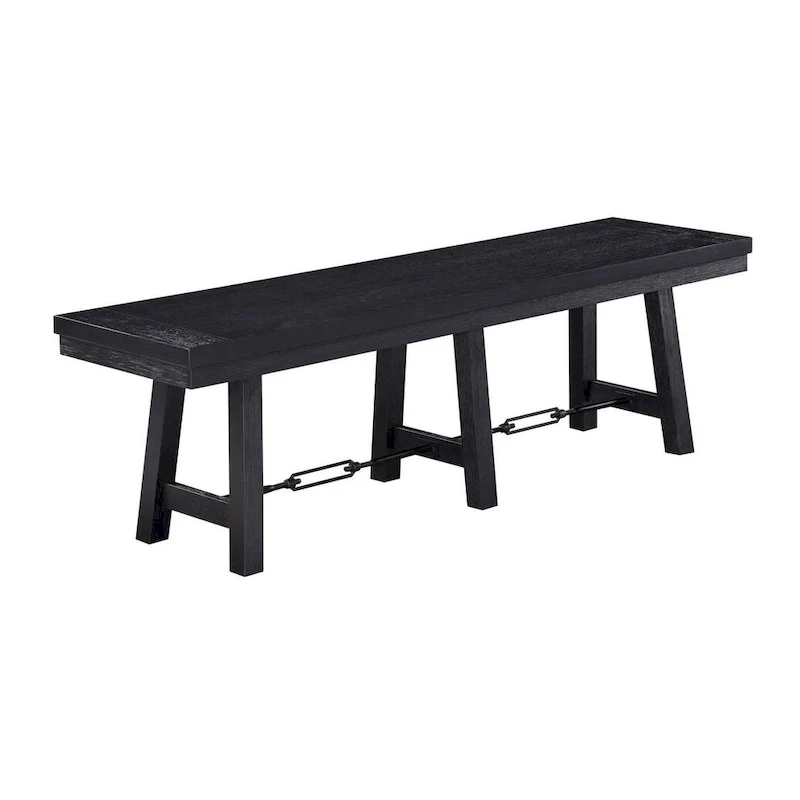 Trestle Dining Bench, Black, Industrial Farmhouse, Sawhorse Design, 60.5