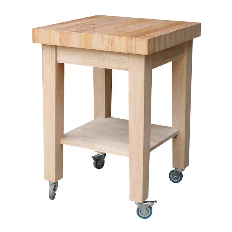 Copper Grove Lakeland Unfinished Solid Parawood Kitchen Island Cart