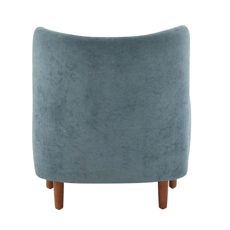 Wingback Club Chair, Mid-Century, Plush Velvet, Solid Wood & Birch Legs, Seats 1, Blue/Brown