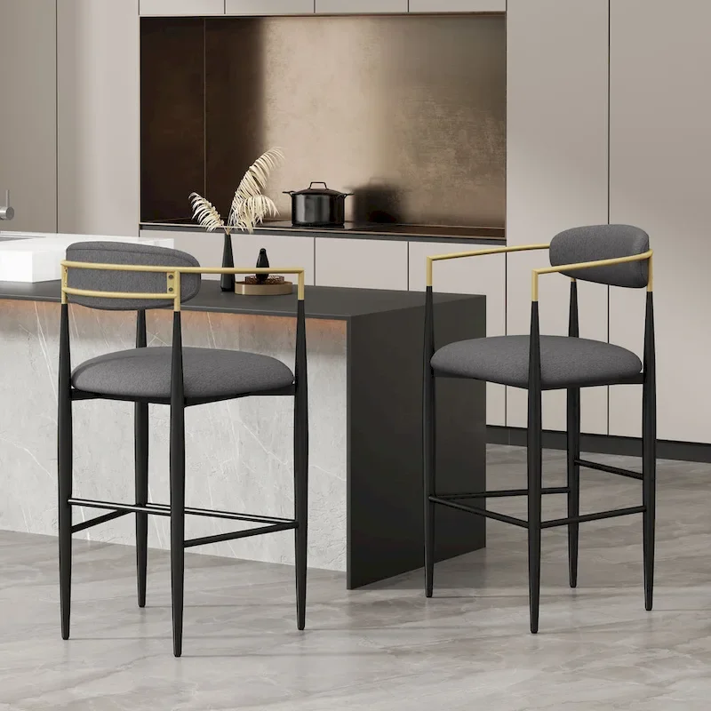 Elmore Fabric and Iron 30 Inch Barstools (Set of 2) by Christopher Knight Home