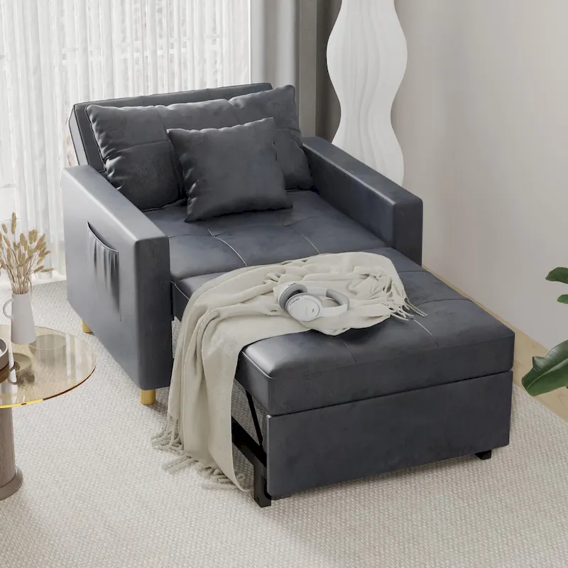 AECOJOY Adjustable Sleeper Chair Bed 3-in-1 Convertible Futon Sofa