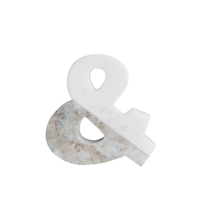 Decorative 2-Tone Marble  &  Figurine - 6.0 L x 6.0 W x 1.3 H