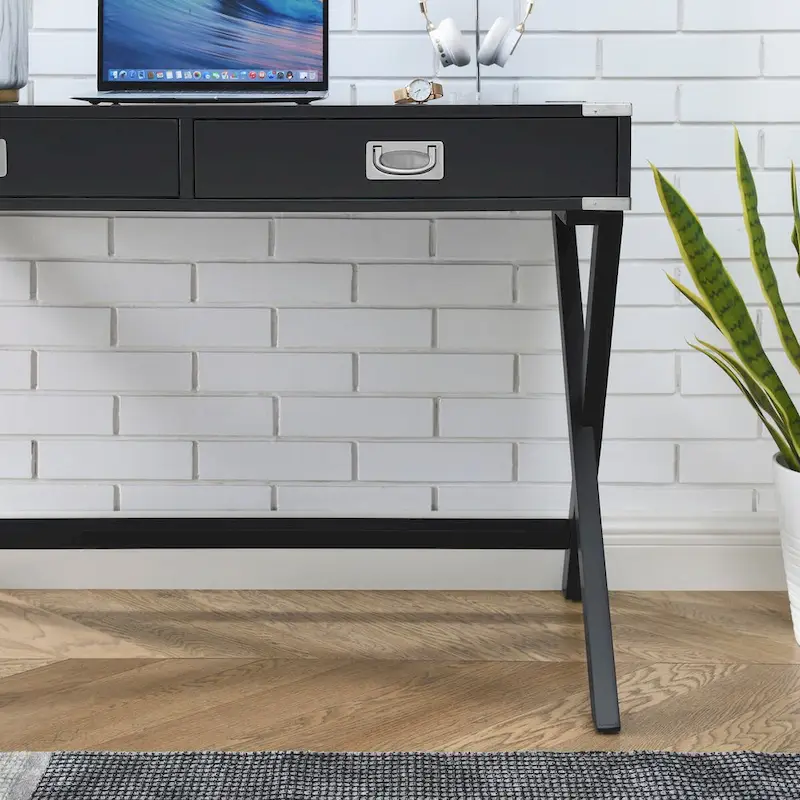 Computer Desk with Drawers, MDF Top & Solid Wood Legs, 42