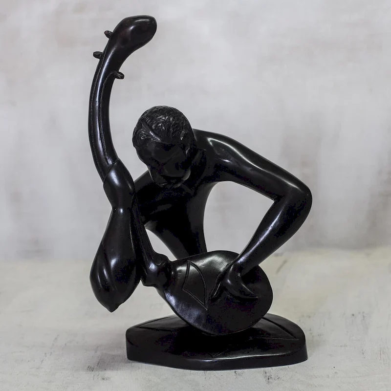 Novica Handmade Guitar Player Wood Sculpture