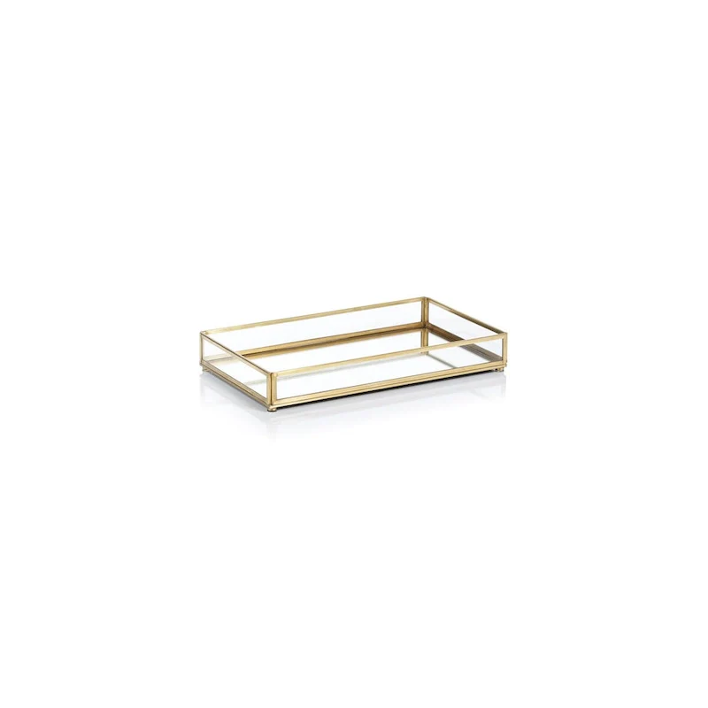 Cava Metal-Edged Mirrored Glass Vanity Tray
