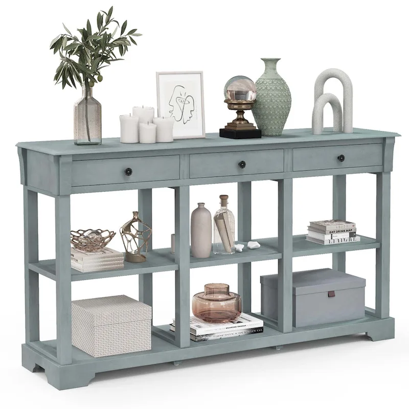 Costway 58 Long Sofa Table with Storage Retro Console Table with 3 - See Details