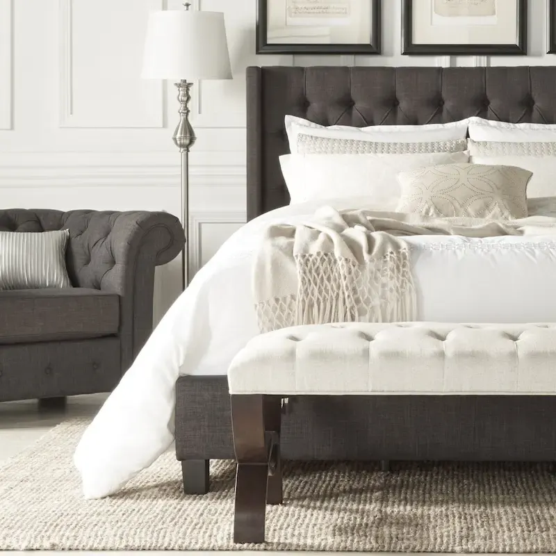 Naples Wingback Button Tufted Upholstered King Bed by iNSPIRE Q Artisan