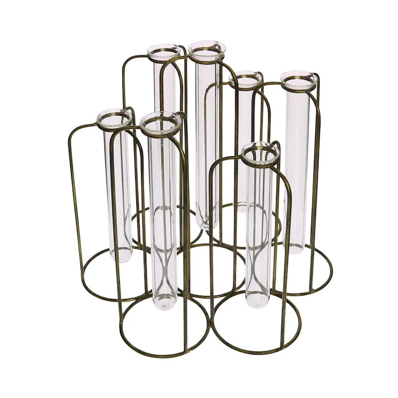 HomeRoots 10  Clear Bud Metal Table Vase