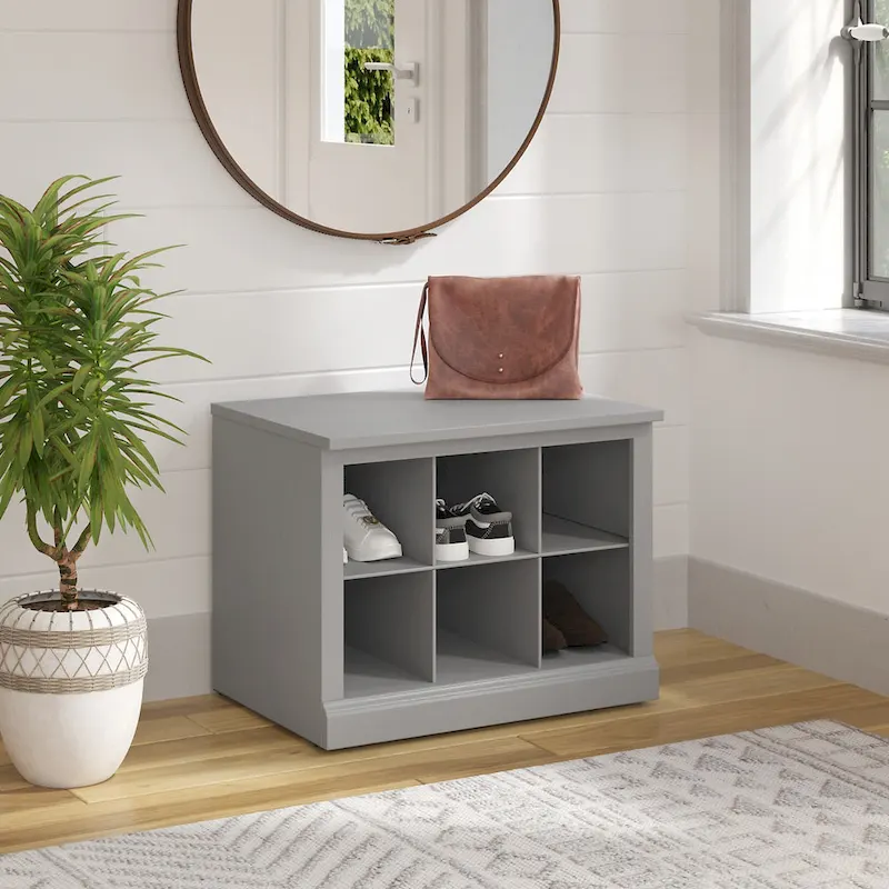 Woodland 24W Small Shoe Bench with Shelves by Bush Furniture