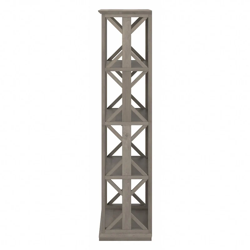 4-Shelf Bookcase in Linen White Oak / Driftwood Gray – 2 Adjustable Shelves