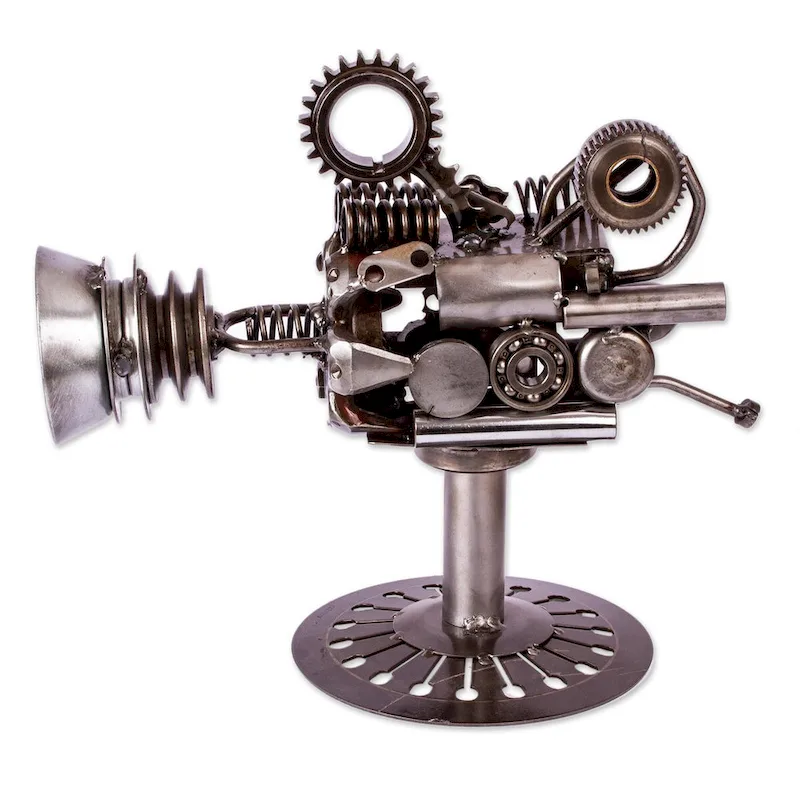 Novica Handmade Rustic Movie Projector Recycled Auto Parts Sculpture
