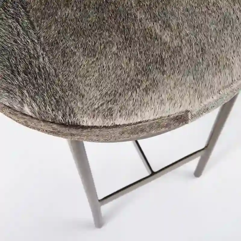 Millie Black Genuine Leather Seat with Nickel Metal Frame Counter Stool