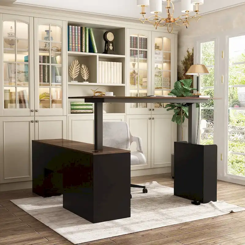 Height-Adjustable Home Office Desk with Storage, 63