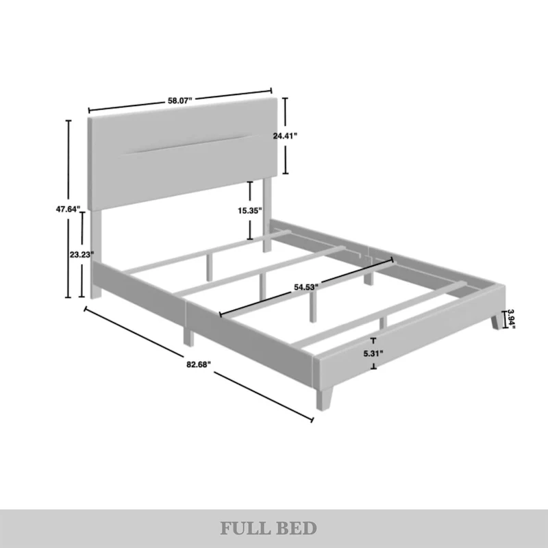 Linen Upholstered Bed, Foam-Padded Headboard, Rubberwood/MDF, Seats 2, Grey/Blue/Beige/Light Blue, Twin/Full/Queen/King