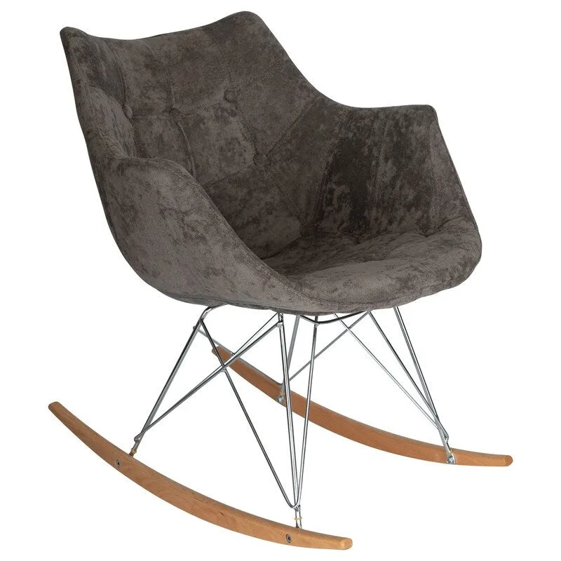 Willow Modern Velvet Upholstered Rocking Nursery Chair - Mid Century Accent Armchair for Home Living Bedroom Indoor & Outdoor