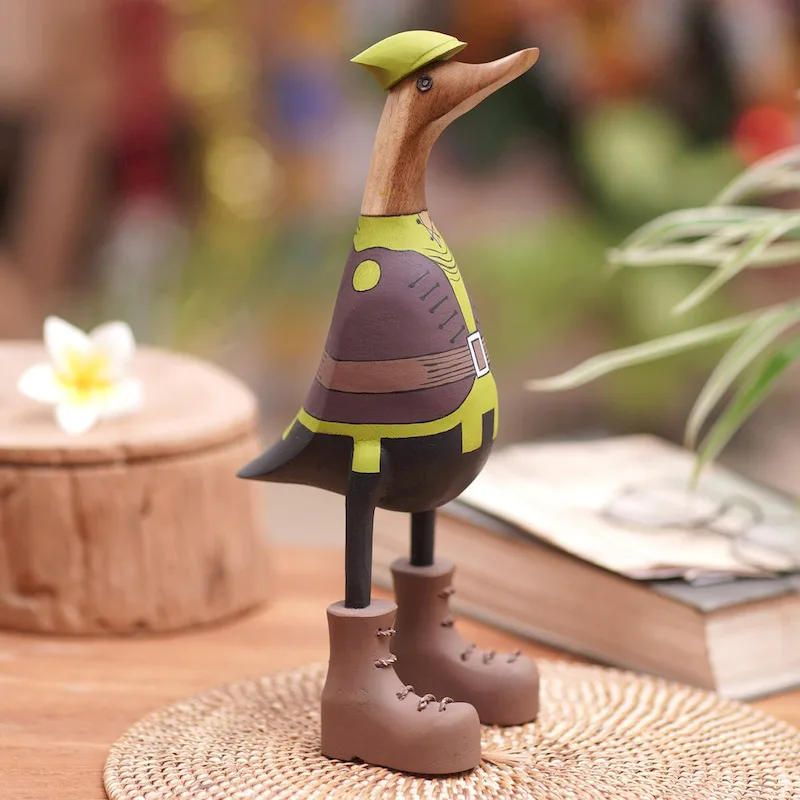 Novica Handmade Robin Duck Wood Sculpture