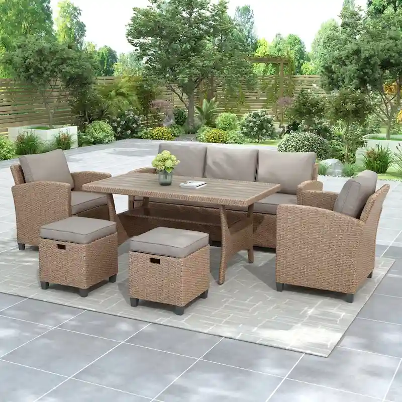 6-Piece Outdoor Rattan Wicker Set