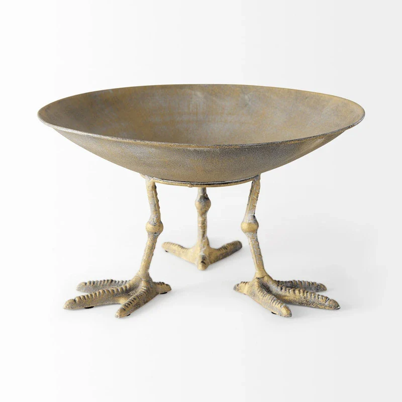 HomeRoots 13  Gold Metal Round Centerpiece Bowl