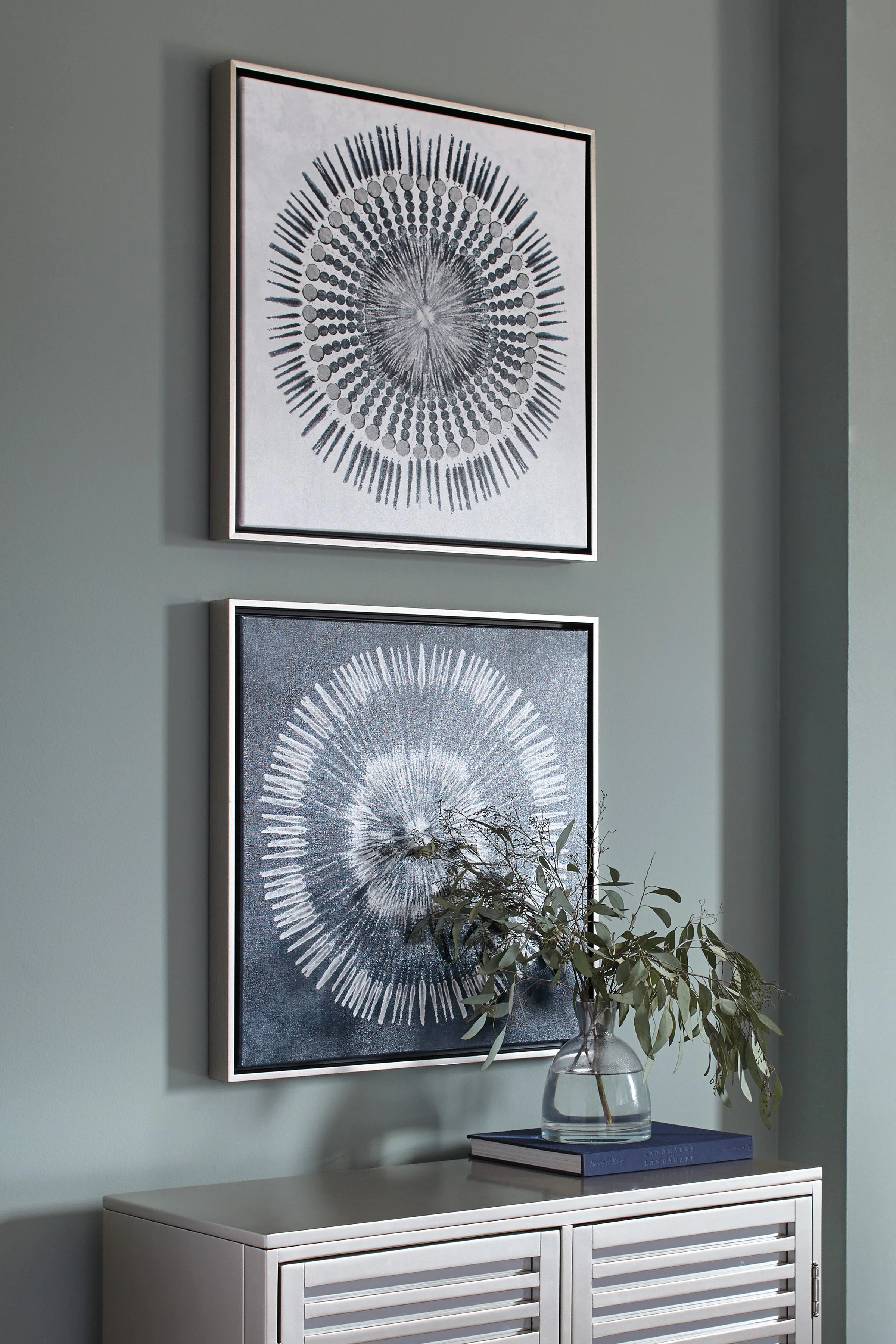Indigo 2 Piece Abstract Canvas Wall Art Set