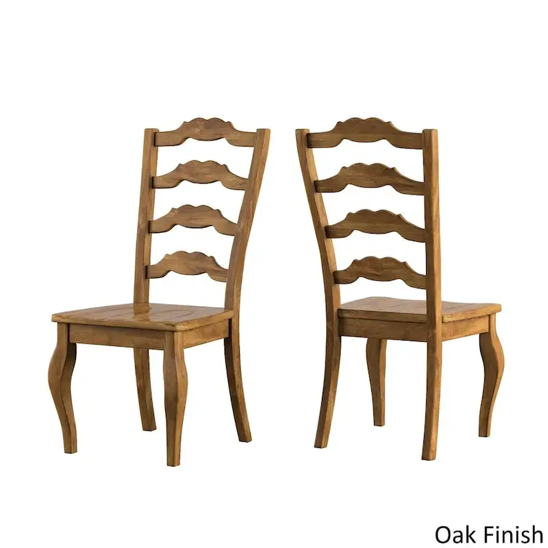 Eleanor Antique Grey Round Top Solid Wood Dining Set - French Ladder Back by iNSPIRE Q Classic