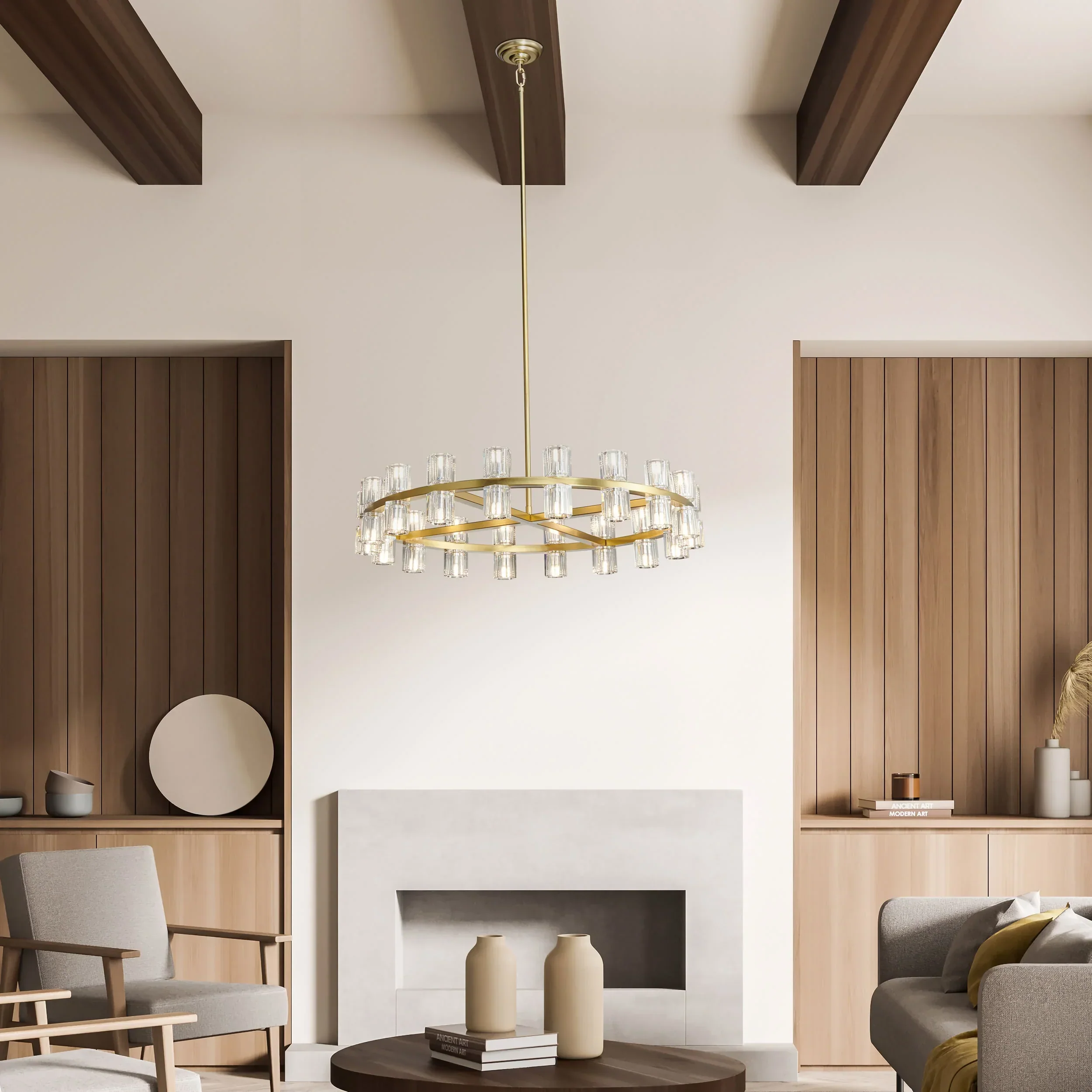 Andy Gold and Crystal Round Chandelier