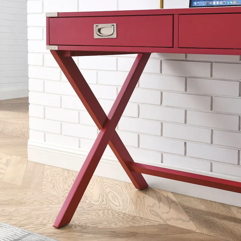 Computer Desk with Drawers, MDF Top & Solid Wood Legs, 42