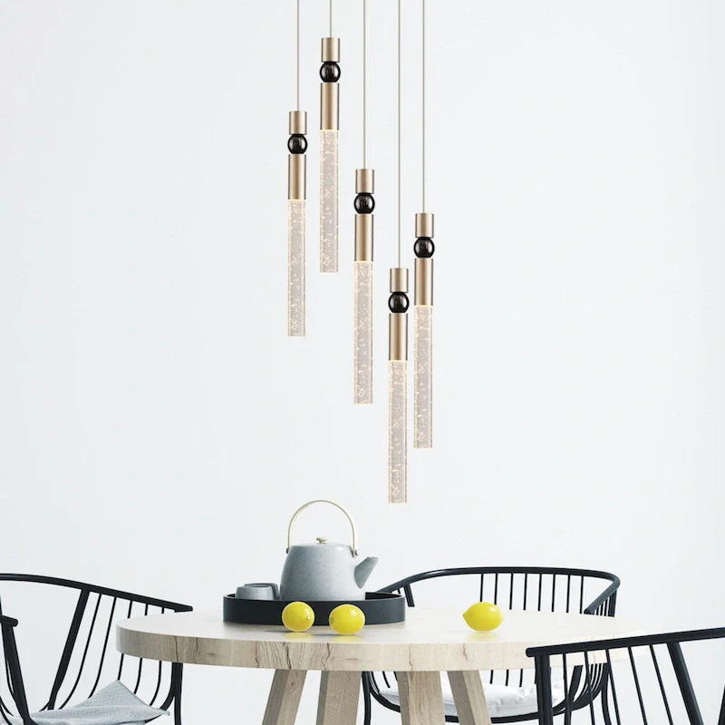 5-Light LED Crystal Pendant Light Fixture for Kitchen Island