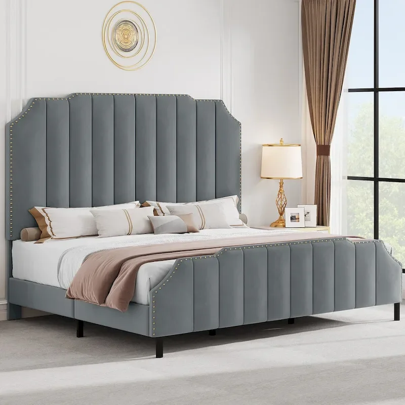 Black Upholstered Bed Frame PU Platform Bedframe Mattress Foundation