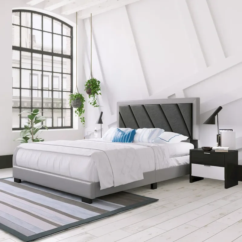 Boyd Sleep Savona Diagonal Upholstered Black and Gray Bed Frame