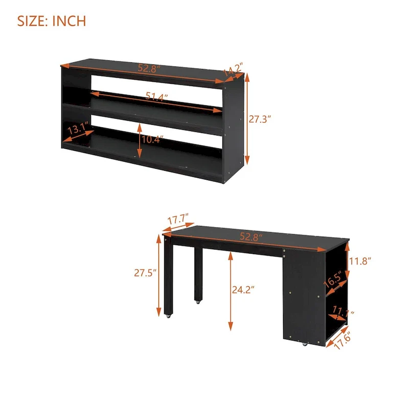 Nestfair Full Size Loft Bed with Retractable Writing Desk and 3 Drawers