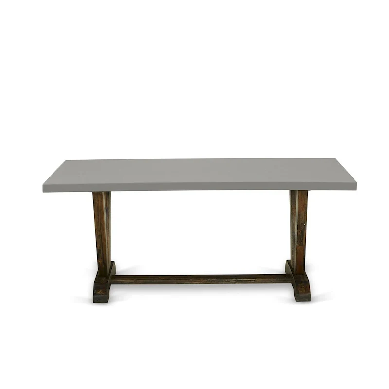 East West Furniture Dining Table Set- a Kitchen Table and Dark Khaki Linen Fabric Chairs, Distressed Jacobean(Pieces Options)
