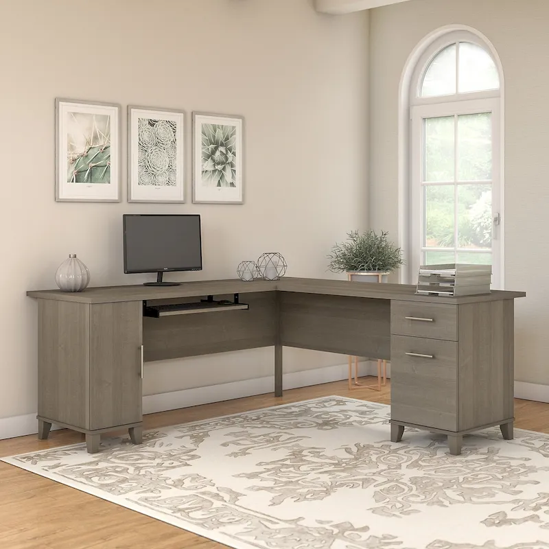 L-Shaped Desk with Storage, 72