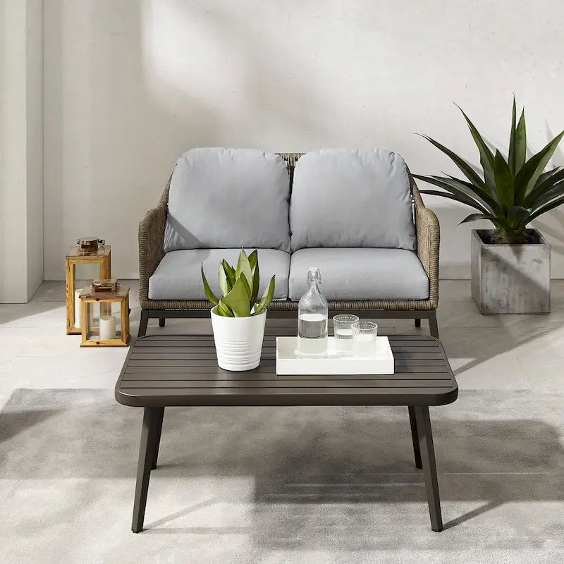 Haven 2Pc Outdoor Wicker Conversation Set - 75 D x 48 W x 29.75 H