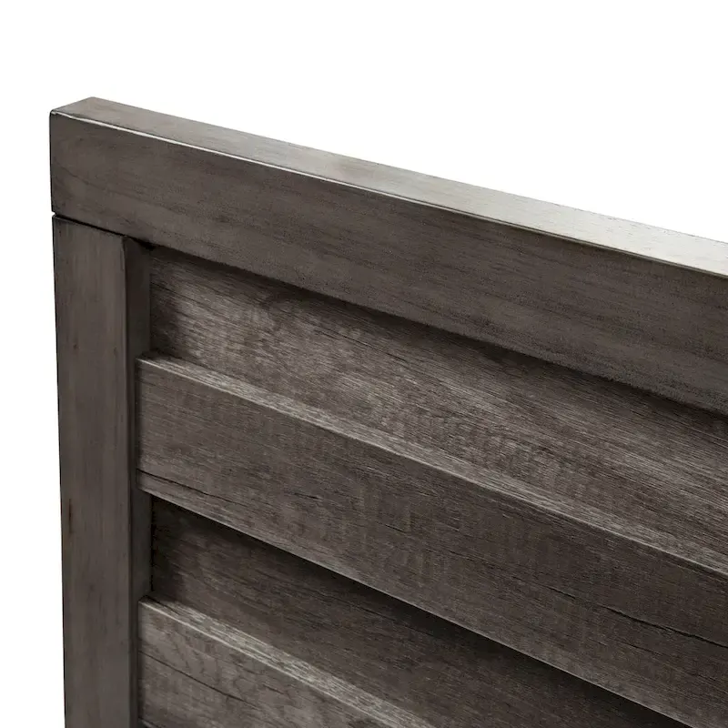 King Panel Bed with Solid Wood Strip Inlays and Center Slat Support – Greystone / Medium Gray, for 1–2 People