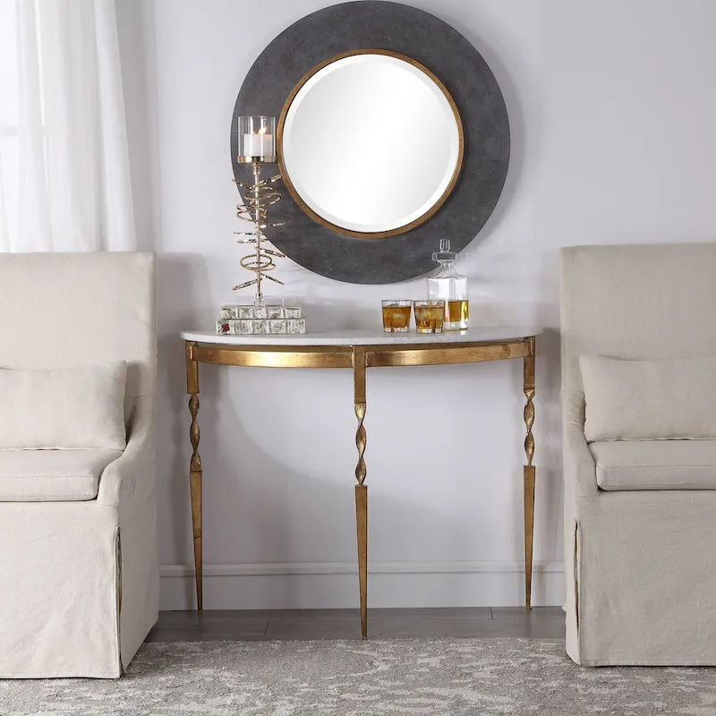 Uttermost Imelda 40 Long Marble Top Iron Console Table